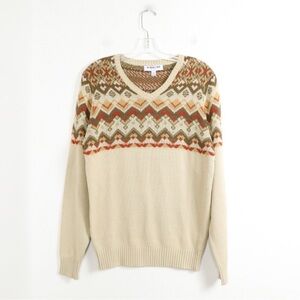 Highline Collective men’s sweater fair isle retro print M cabin cottage Nordic